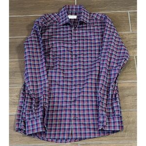 ETON MEN'S SLIM FIT 100% COTTON PLAID DRESS SHIRT SIZE 39 OR 15 1/2 BARREL CUFF